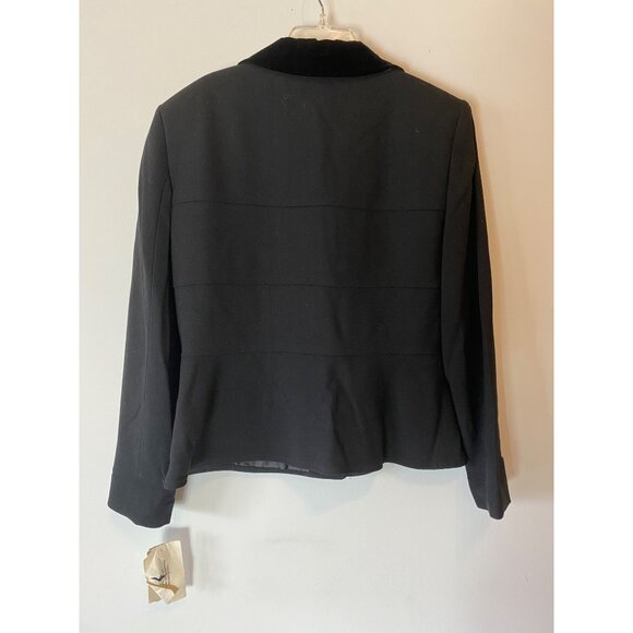 NWT Evan Picone Black Skirt Suit Velvet Collar Button Detail Size 12 - Picture 3 of 16